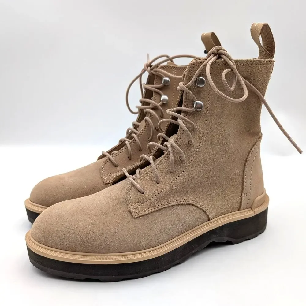 SOREL Hi-Line Waterproof Lace-Up Boots Women's Light Beige Size US8.5 EU39.5
